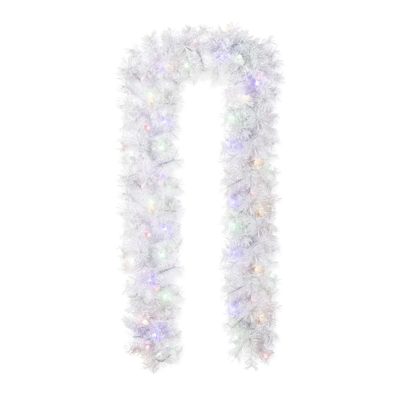 Glitzhome® 9ft Pre-Lit Snow Flocked White Pine Christmas Garland with Timer